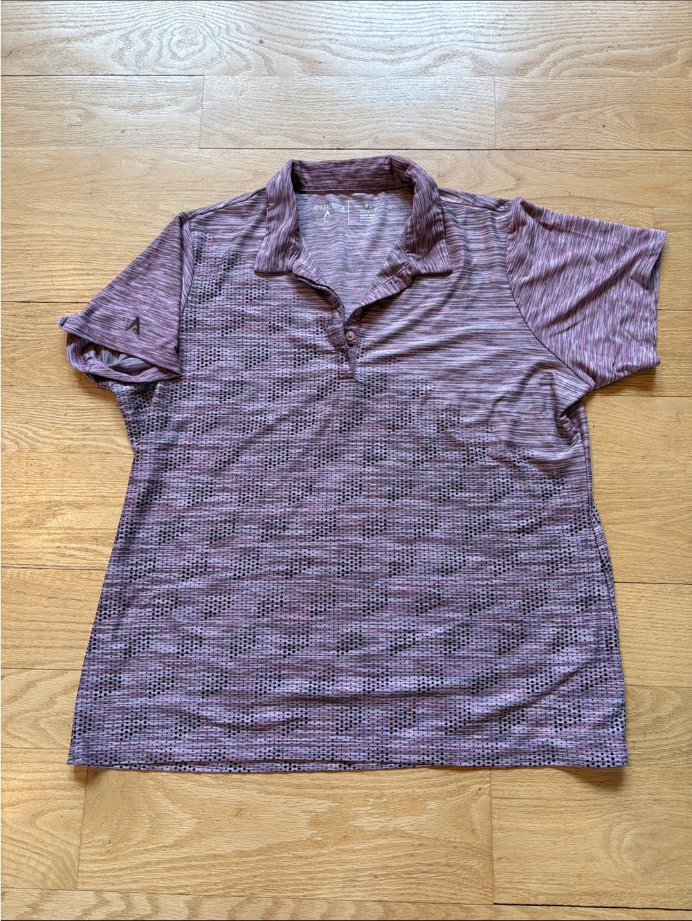 Antigua Purple Heather Short Sleeve Button Down Polo